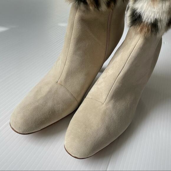 🆕Colin Stuart leopard faux fur suede booties cream size 9 NWOT - Picture 12 of 14